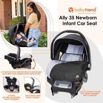 Baby Trend Ally Newborn Baby Infant Car Seat Travel System with Cover, Stormy