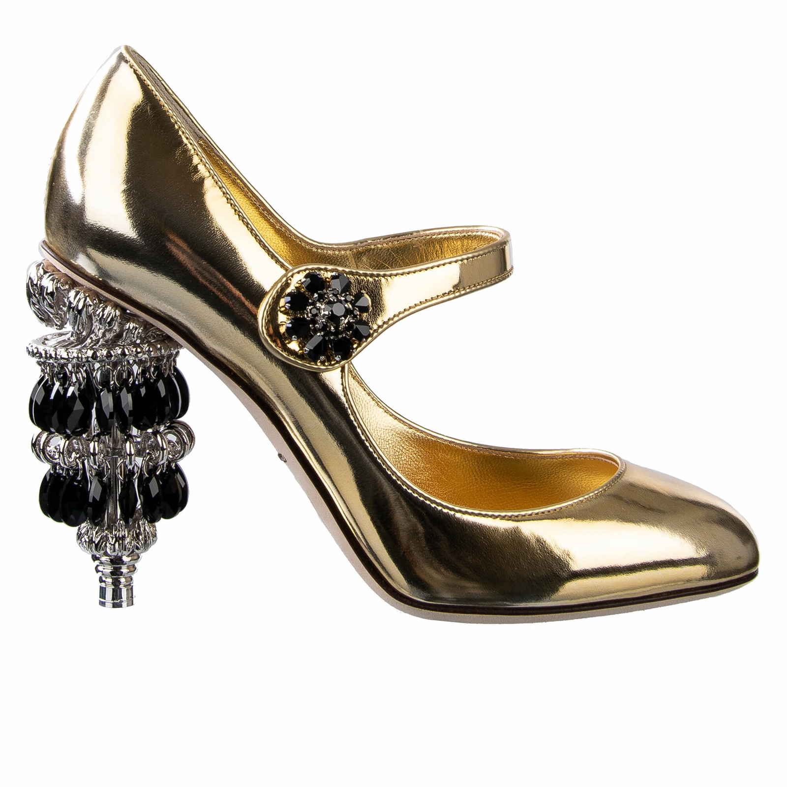 DOLCE & GABBANA Chandelier Crystal Heels Mary Jane Pumps Shoes VALLY Gold 07842 | eBay