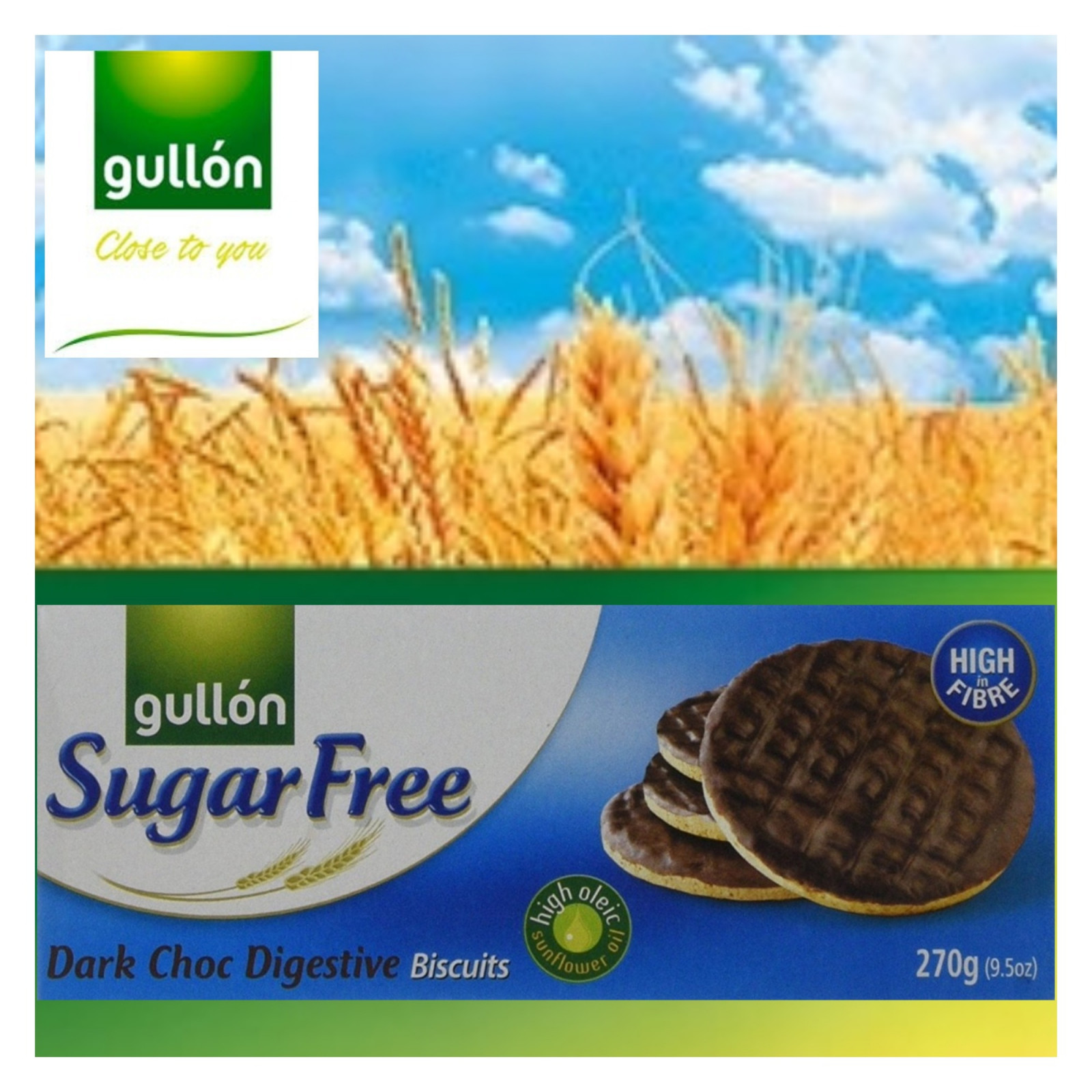 Gullon Sugar Free Chocolate Digestive Biscuits Gullon SUGAR FREE CHOCOLATE Digestive Biscuits 270g CHOCOLATE