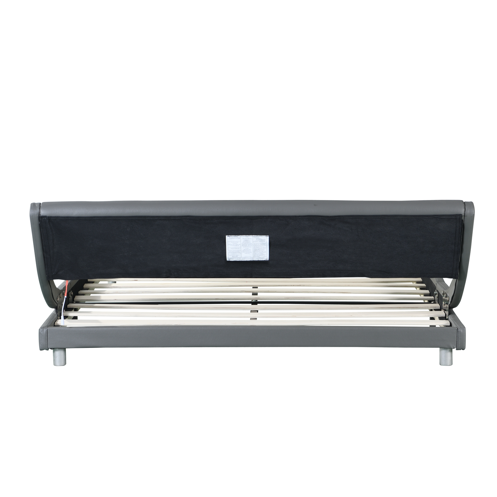 Queen Size Upholstered Platform Bed Frame with led lighting , Curve Design Bed