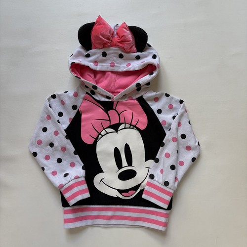 Disney Minnie Mouse Girls Size 4 Hoodie with Ears & Bow on