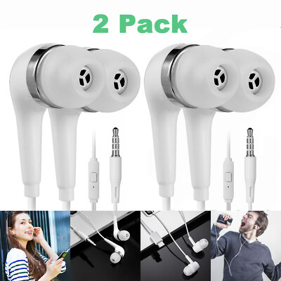 2 Pcs 3.5mm Jack in-Ear Headset with Microphone Wired Headphones For Samsung