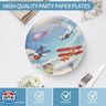 PUEVENYI 50PCS Airplane Party Paper Plates - 7Inch Airplane Blue Sky Dessert Plates for Cake Salad Fruit Disposable Decoration Supplies for Baby Shower Kids Birthday Party, Serve 50