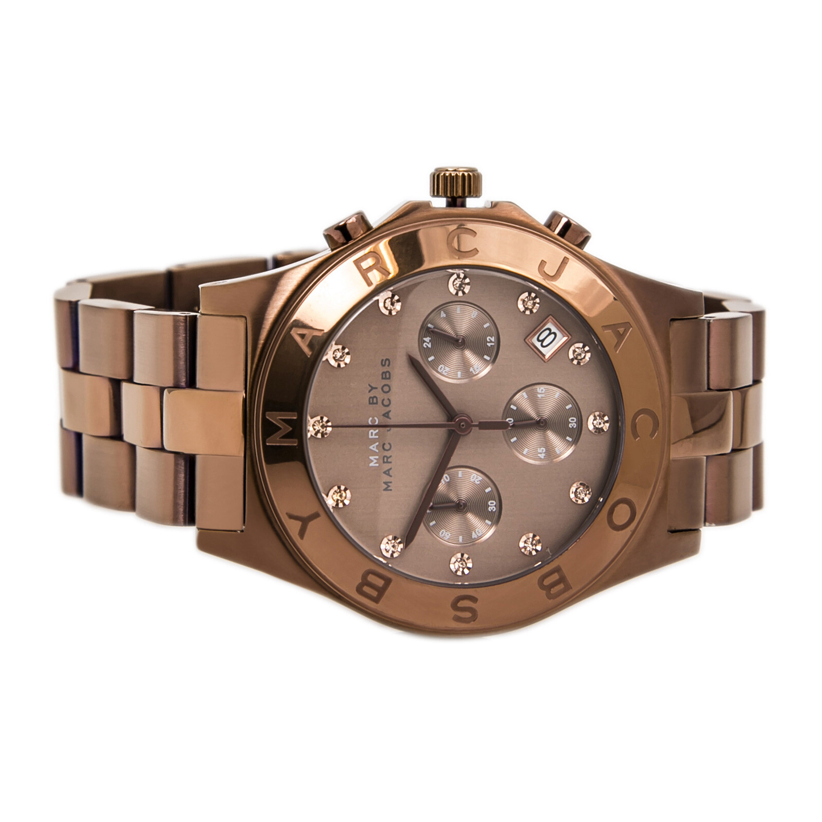 Pre-owned Marc By Marc Jacobs Marc Jacobs Blade Brown Espresso Tone,crystals,bracelet Watch-mbm3121
