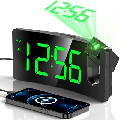 Projection Alarm Clock, Digital Clock with 180° Rotatable Projector, 3-Level ...