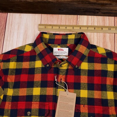 Fjallraven Flannel Shirt  Plaid Slim Fit Long Sleeve M (Fit S Tall or M Tall