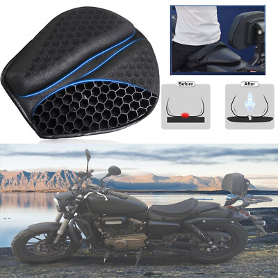 Foldable Motorcycle Gel Seat Cushion, Large 3D Breathable Pad for Long Rides