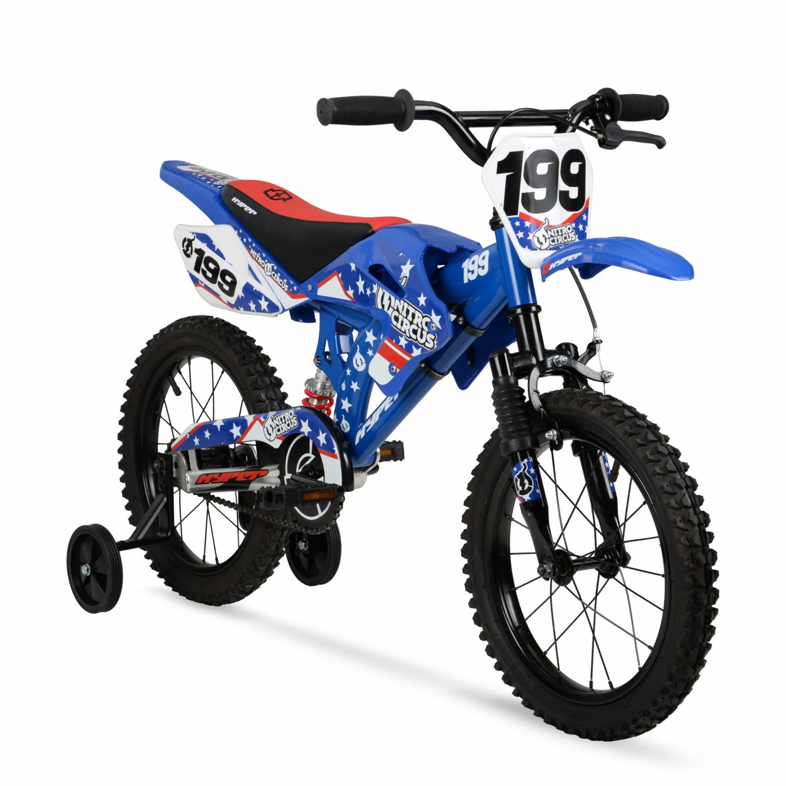 Hyper Bike Boys 16" Moto Child BMX Training Wheels Children Kids Bicycle Blue