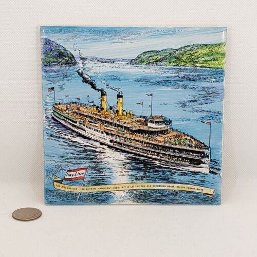 Bethlehem Art Gallery 6" Color Ceramic Tile Trivet - Sidewheeler River Boat