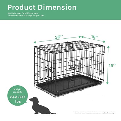Dog Crate Double Door Pet Cage Wire Metal Kennel Removable Tray Divider Panel