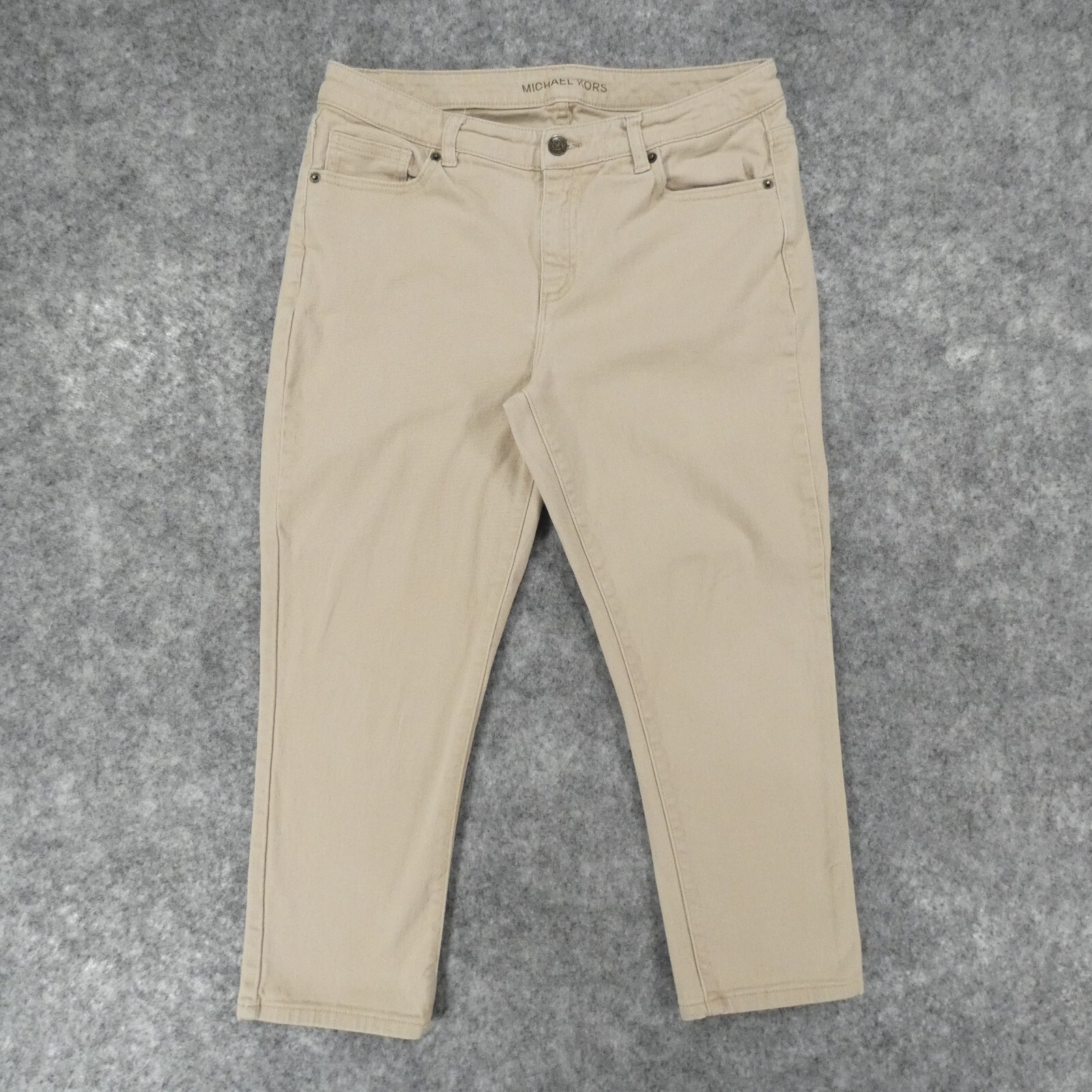 Michael Kors Jeans Womens 8 Stretch Cropped Skinny Beige Mid
