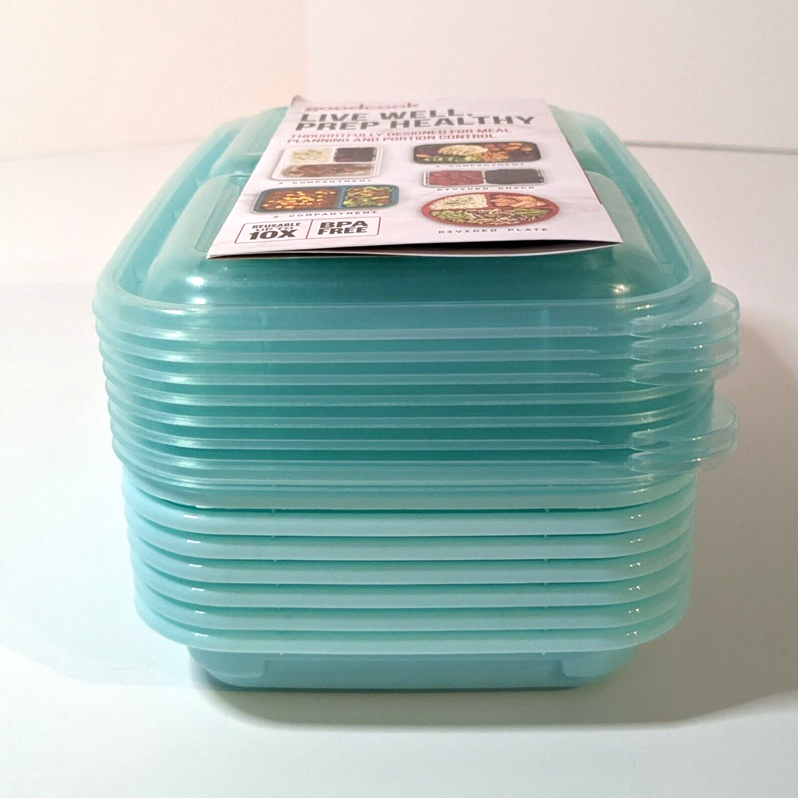 Good Cook Food Storage Containers, Set of 8, 2 and 1/2 Cup Servings with Lids