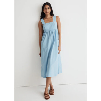 MADEWELL Poplin Cutout-Back Empire Midi Dress 0 Tropical Sky Blue Cotton NWT