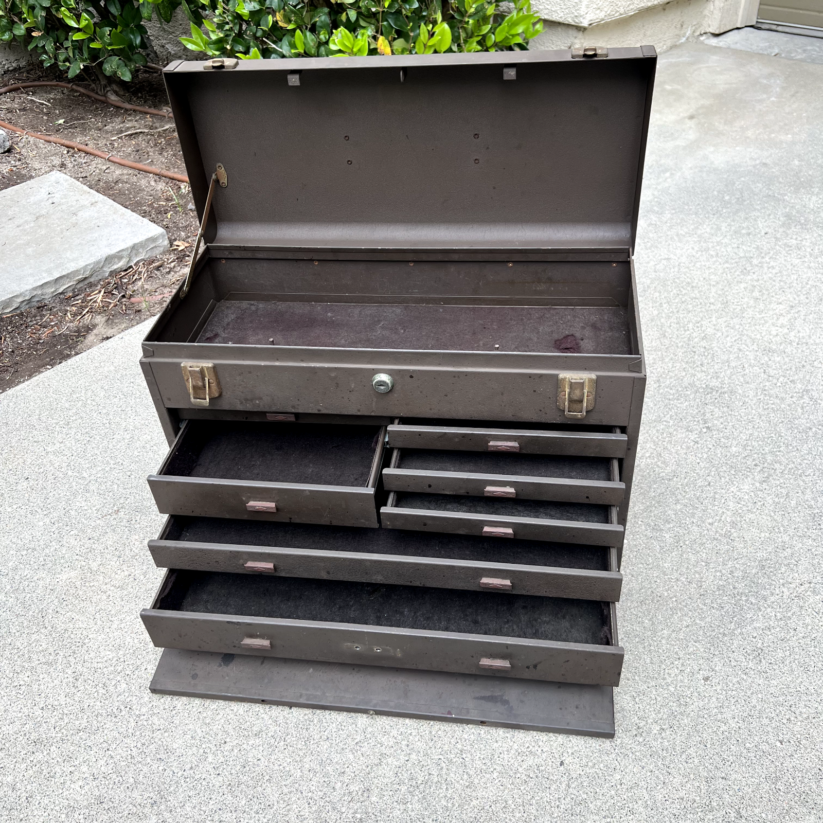 Vintage Kennedy Kits Tool Box Machinist Chest Felt Lining 7 Drawer Model #520