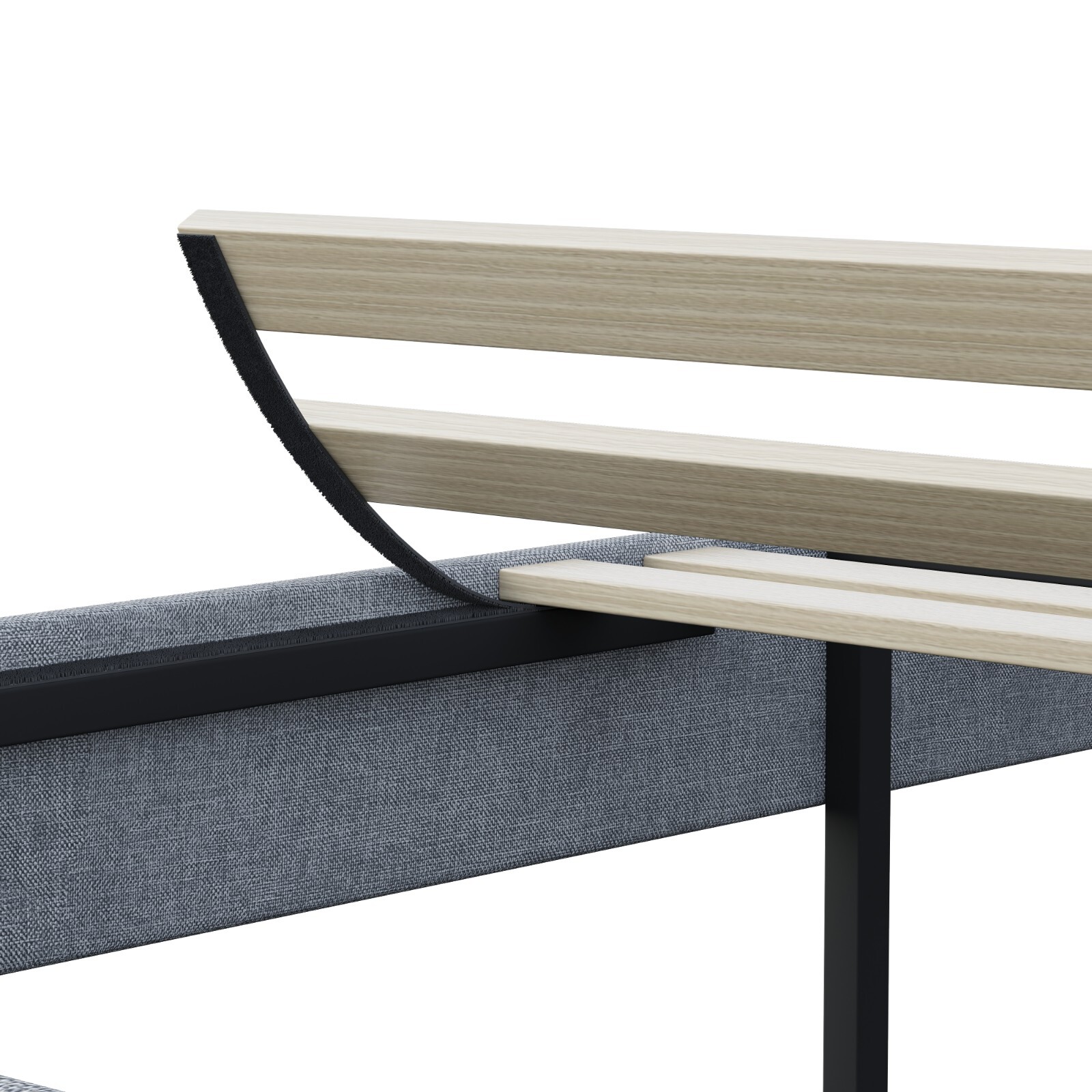 Simple Full Size Grey Bed frame, Adjustable Headboard
