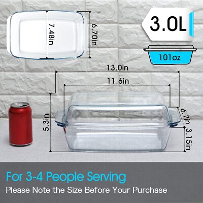 Large Glass Baking Dish Rectangular Glass Casserole Dish With Glass Lid Deep ...
