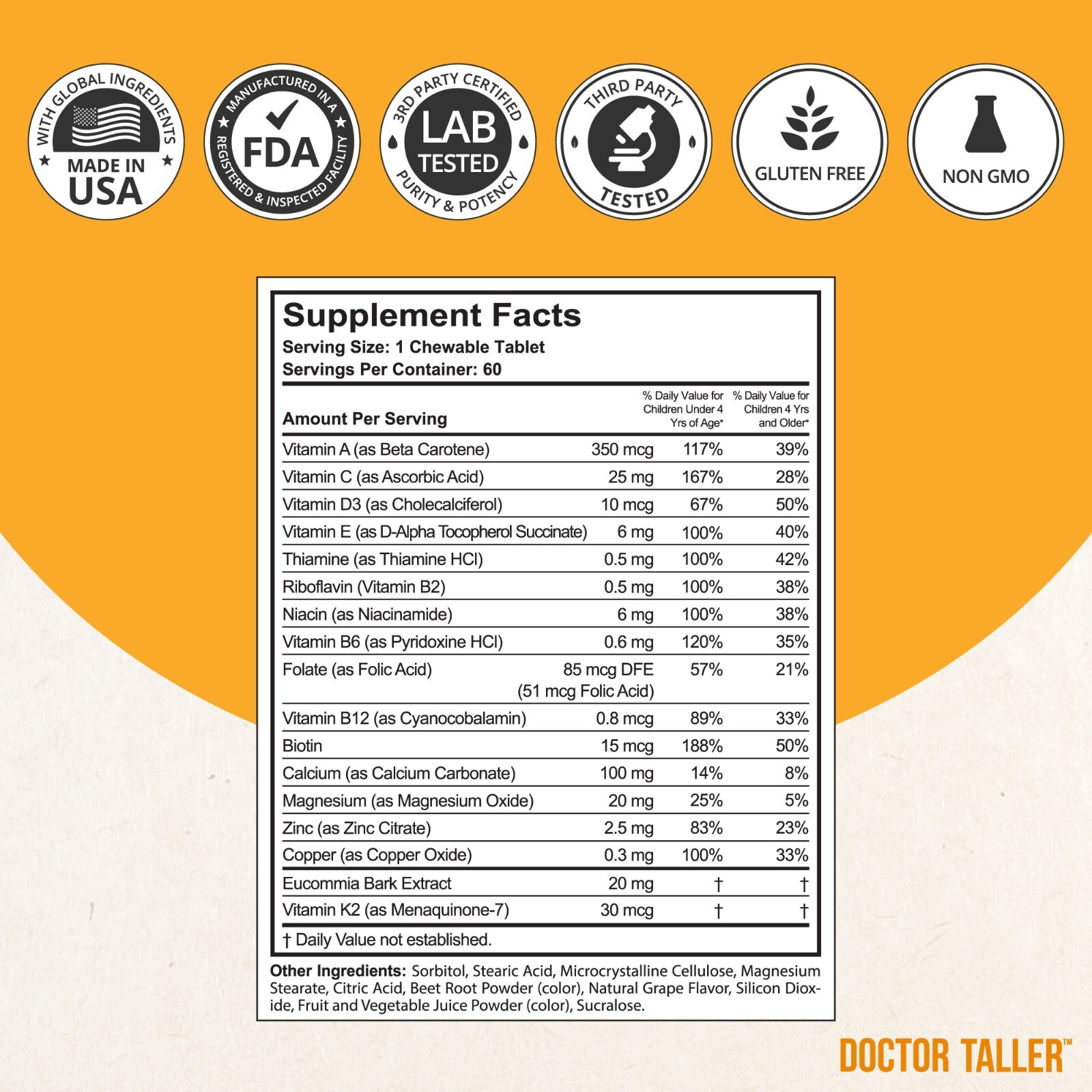 Doctor Taller Kids by NuBest - Multivitamins & Multiminerals - Kids Ages 2 to 9