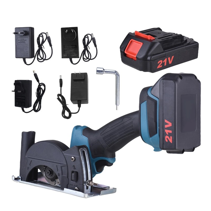 Cordless Circular Saw, Handheld Angle Grinder with Non-Slip Handle, Rechargeable