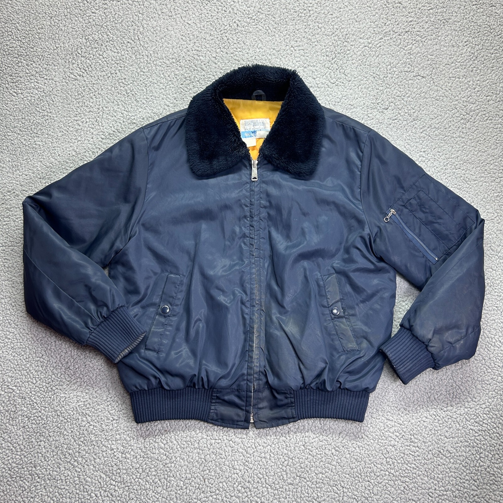 Sears Work Leisure Mens XL Vintage 80's Blue Nylon Flight