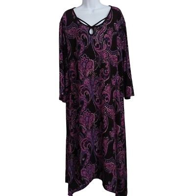 Anywhere by Catherine's Maxi Half Sleeve Metallic Flowy Dress 4X NWT