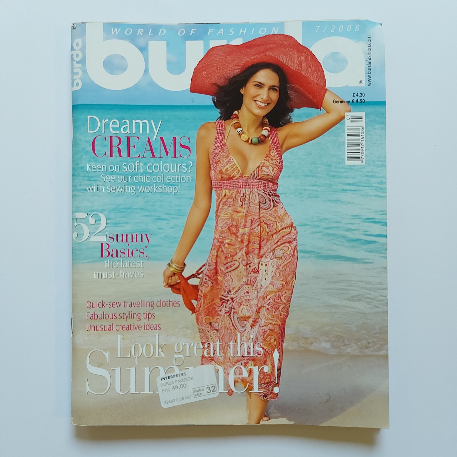 Burda World of Fashion style magazine 7/2008 UNCUT beachwear