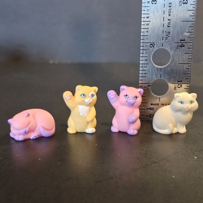 Vtg My Little Pony Kitty L'il Litters Pink Siamese Yellow Calico Cats Mini 1 In.