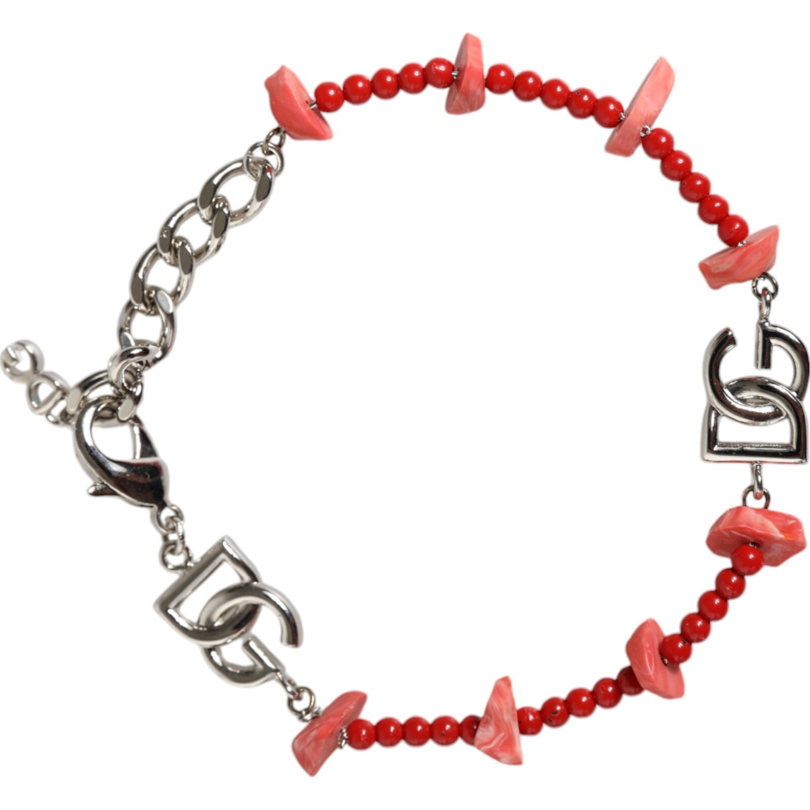 DOLCE & GABBANA Bracelet Silver Tone Brass Beaded Resin DG