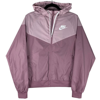 Nike Pink Womens Full Zip Hooded Track Top Spray Jacket Size S eBay