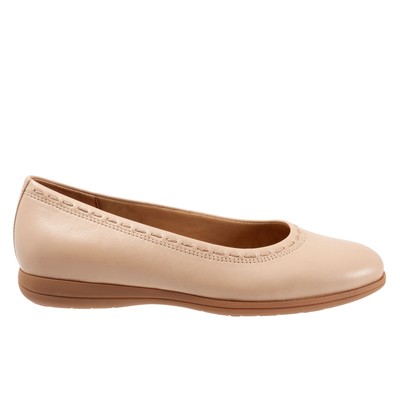 Женские бежевые широкие кожаные балетки-слипоны на плоской подошве Trotters Dixie T2217-130 6