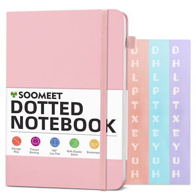 A6 PU Leather Bullet Dotted Journal Notebook Hardcover Medium Notebook +Stickers