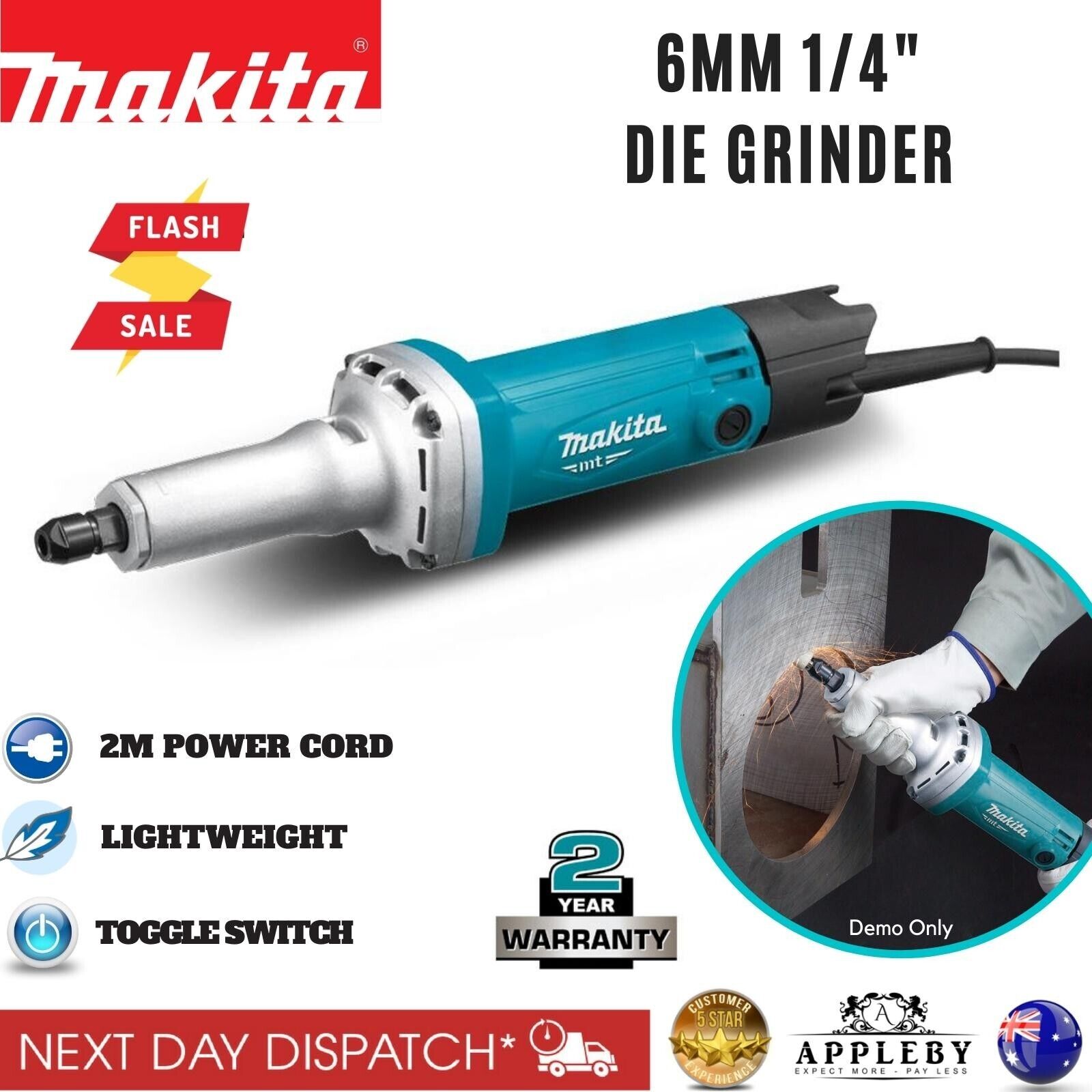 Makita MT Series 380W 6mm Die Grinder Electric Metal Steel Makita MT Series 380W 6mm Die Grinder Electric Metal Steel