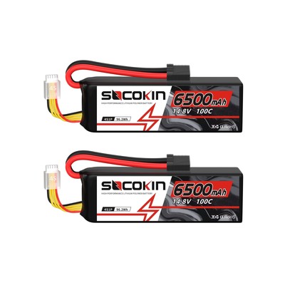 Socokin 4S Lipo Battery 14.8V 6500mAh 100C with TR Plug Soft