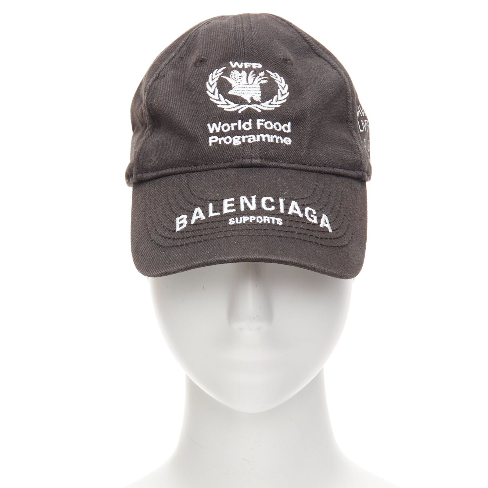 BALENCIAGA black cotton world food programme logo baseball BALENCIAGA black cotton world food programme logo baseball