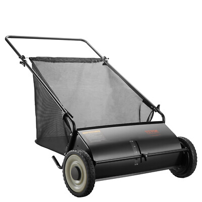 VEVOR Lawn Sweeper Push Leaf Grass Collector 26" 7 Cu. Ft. Capacity Adjustable