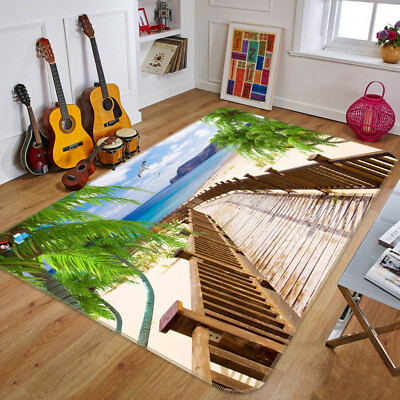 3D Beach Coconut Tree ZHUA51 Game Non Slip Rug Mat Photo Carpet Zoe