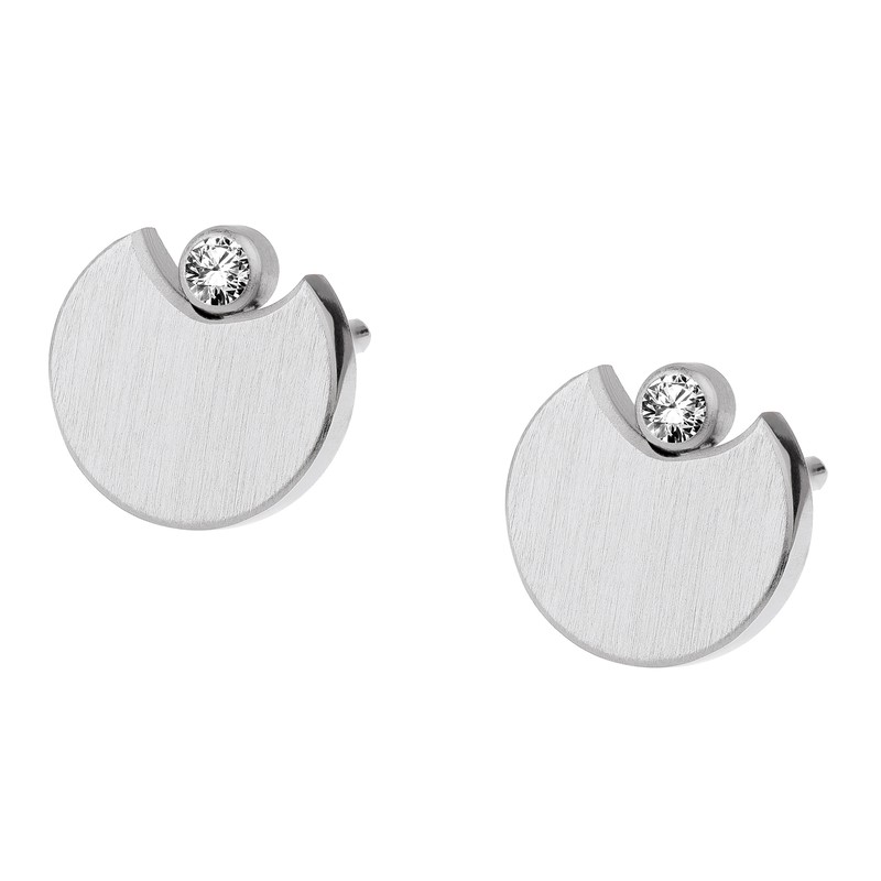 Ernstes Design Boucles D'Oreilles E534 Inox Brillant 0,04 Ct Prise Mat