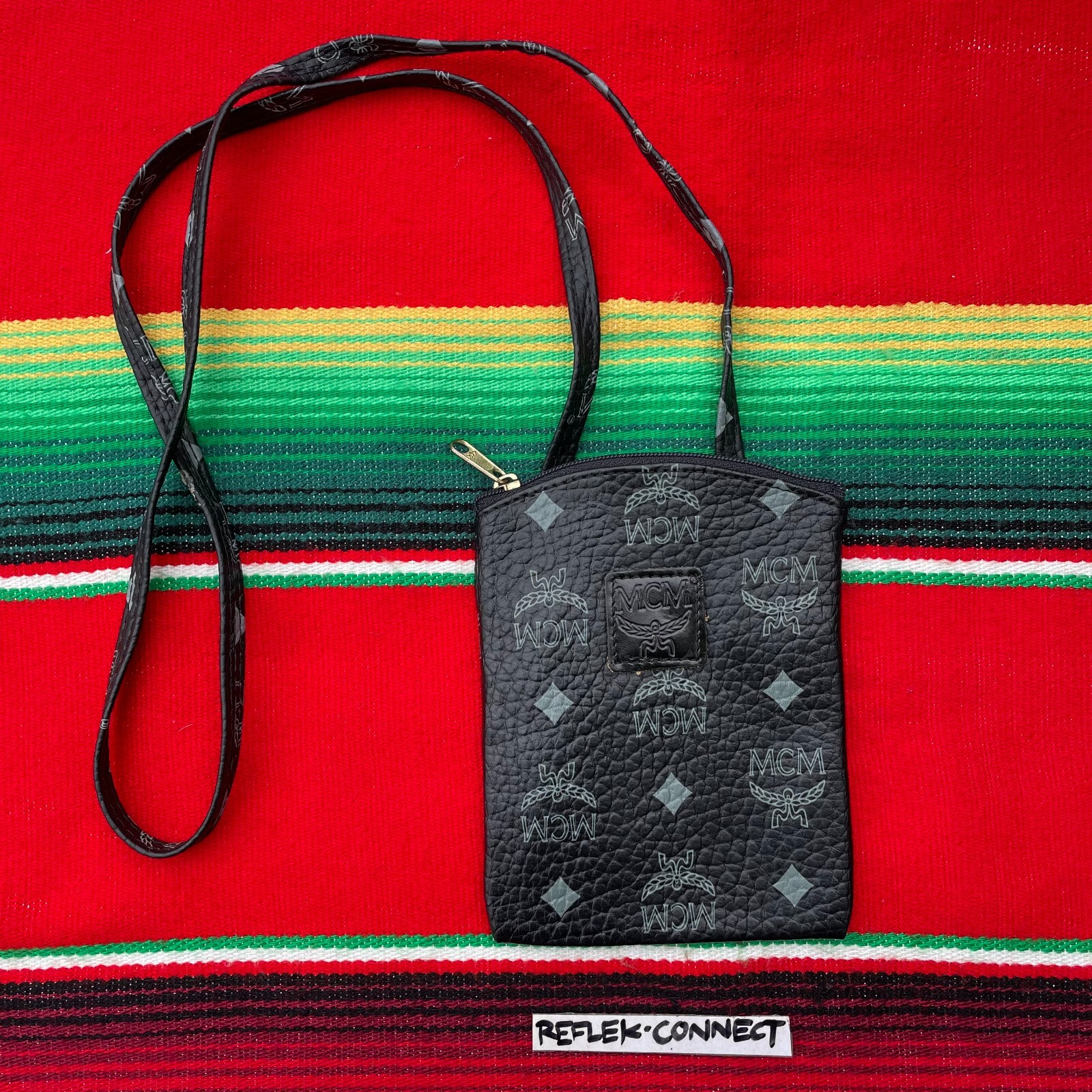VTG MCM passport neck pouch holder Black 1980's 1990's hip