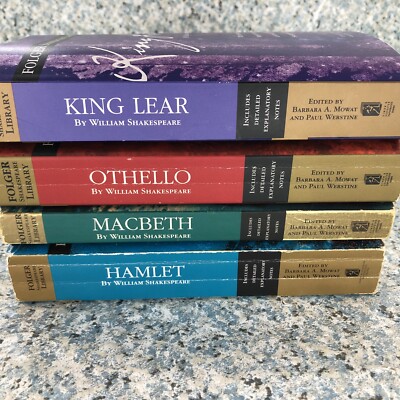 Lot of 4 William Shakespeare - Folger Library - Macbeth King Lear Hamlet Othello