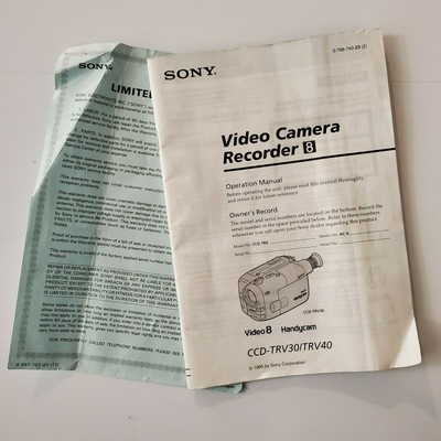Sony CCD-TRV30 / TRV40 Video Camera Recorder 8 ORIG PAPER MANUAL 1995