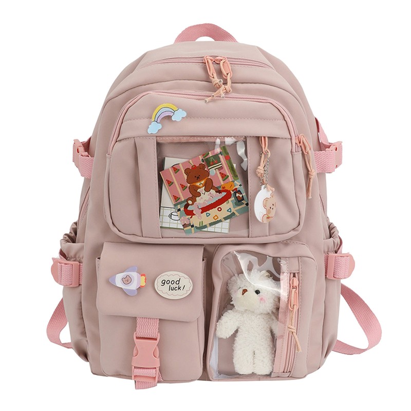 Kawaii Backpack For Girls School Bag Large Capacity Pins Accessories Travel Bag