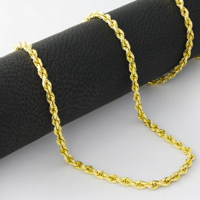10K Yellow Gold 2mm Italian Diamond Cut Rope Chain Bracelet or Anklet 7" 8" 9"