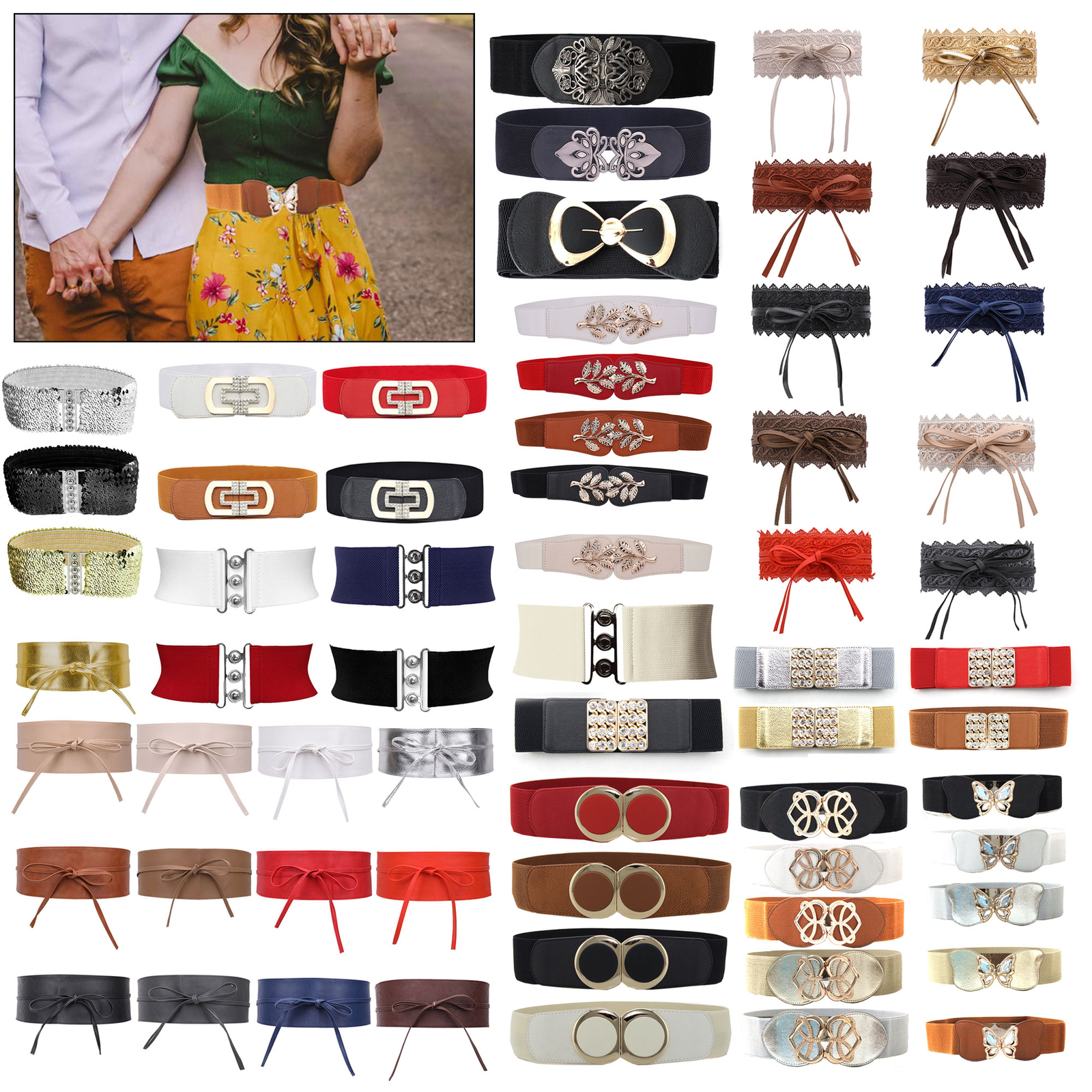 Women Ladies Wide Fashion Belt Womens Waist Belt Elastic Stretch Select Design