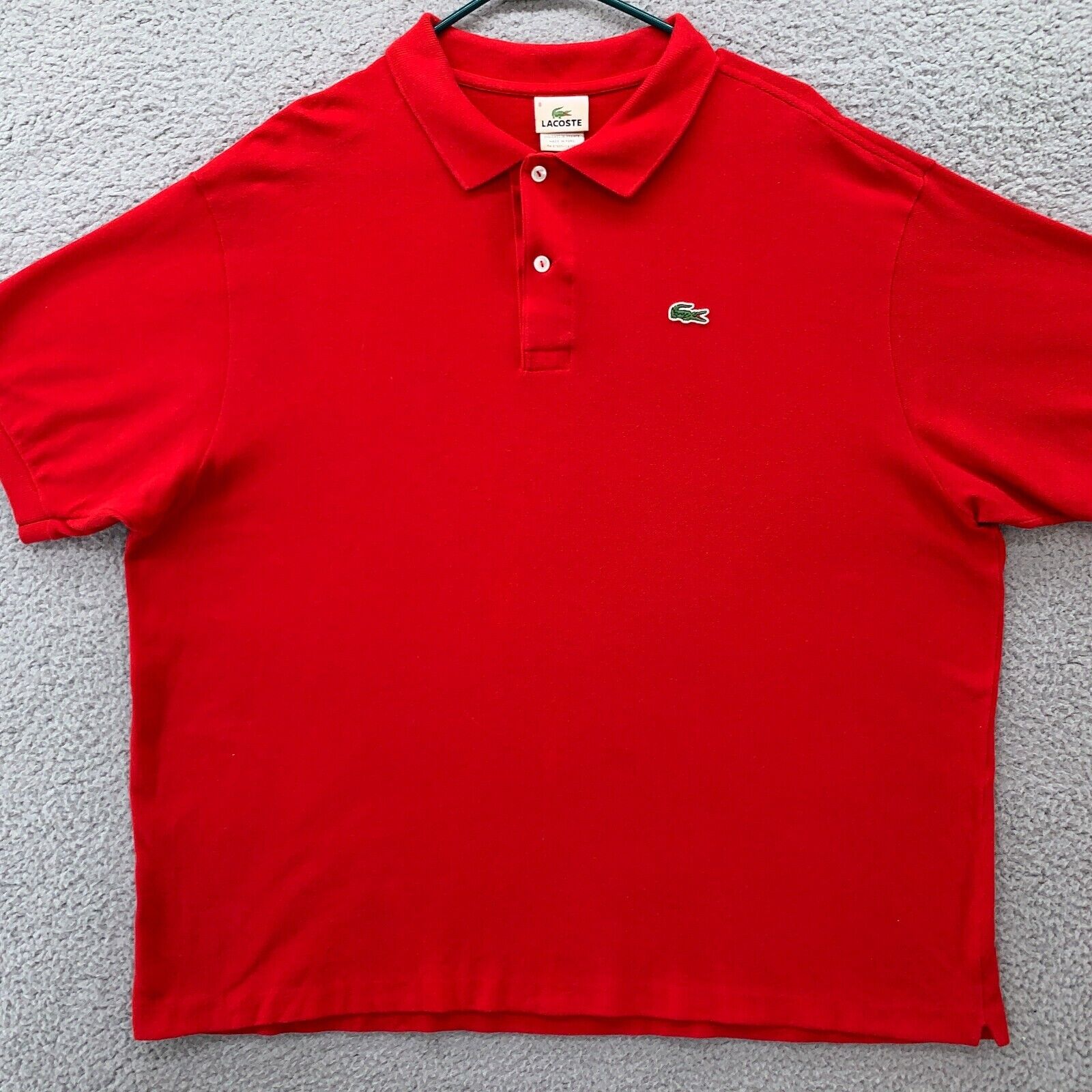 LaCoste Polo Shirt Mens 8 XXL Bright Red Short Sleeve Rugby LaCoste Polo Shirt Mens 8 XXL Bright Red Short Sleeve Rugby