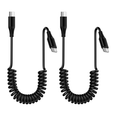Coiled USB C to USB C Cable 2 Pack 3FTRetractable USB C iPhone 16 15 Charger ...