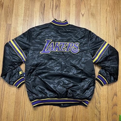 Starter LA Los Angeles Lakers Satin Full-Snap Varsity Jacket Black
