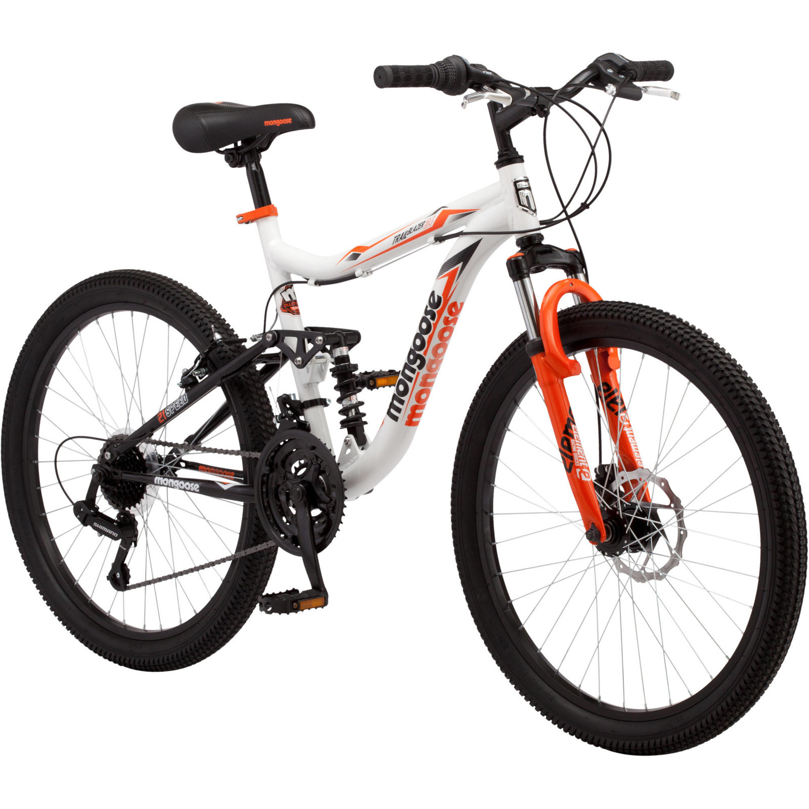 "24"" Mongoose Trail Blazer Boys Mountain Bike, White"
