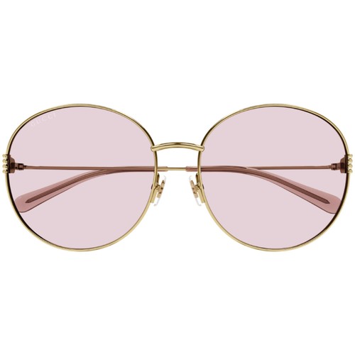 Pre-owned Gucci Women's Sunglasses Gold Metal Round Shape Frame Pink Lens Gg1281sk 004