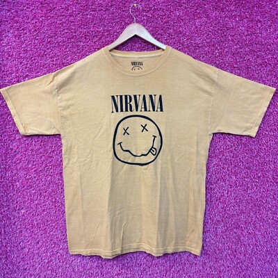 Nirvana Never Mind Smiley Face oversized Rock Tshirt size large