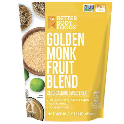 BetterBody Foods Golden Monk Fruit Sweetener Blend, Sugar Substitute, 1 lb NEW