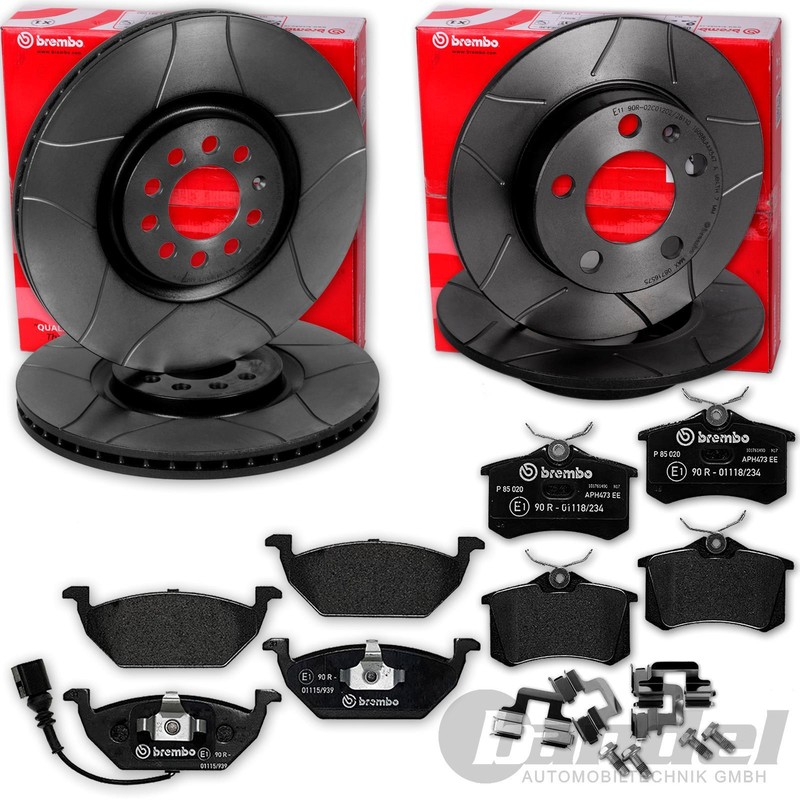 Brembo Geschlitzte Bremsscheiben + BelÃGe Vorne + Hinten FÃ¼R Vw Golf 4 Audi A3